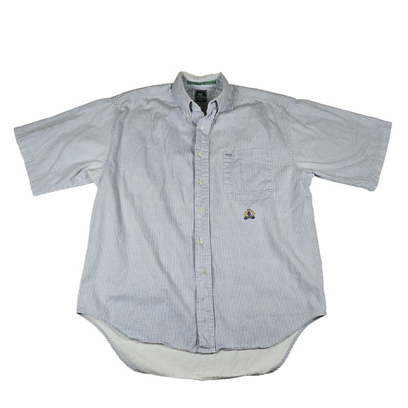 McIntosh & Seymour Vintage Soccer Shirt Embroidered Striped Cotton Garage Mens L - Picture 1 of 16